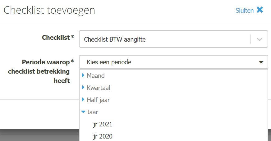 Periode selectie
