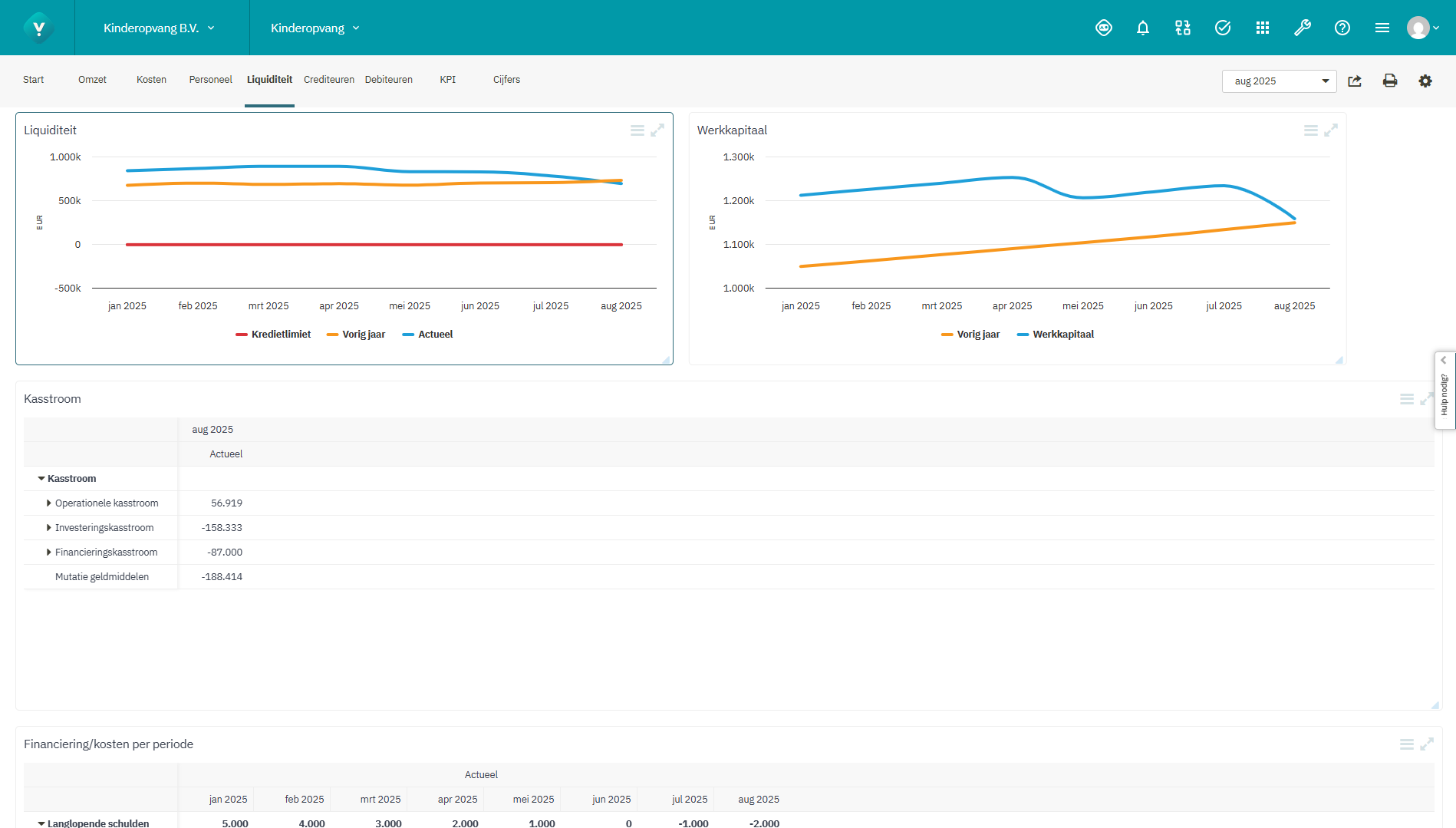 Screenshot Liquiditeit Kinderopvang