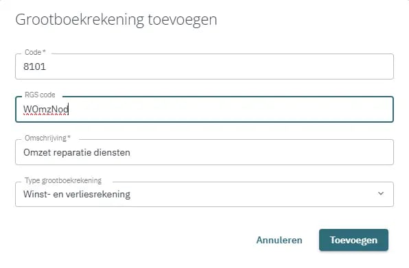 Visionplanner Core - Grootboekrekening toevoegen (1)