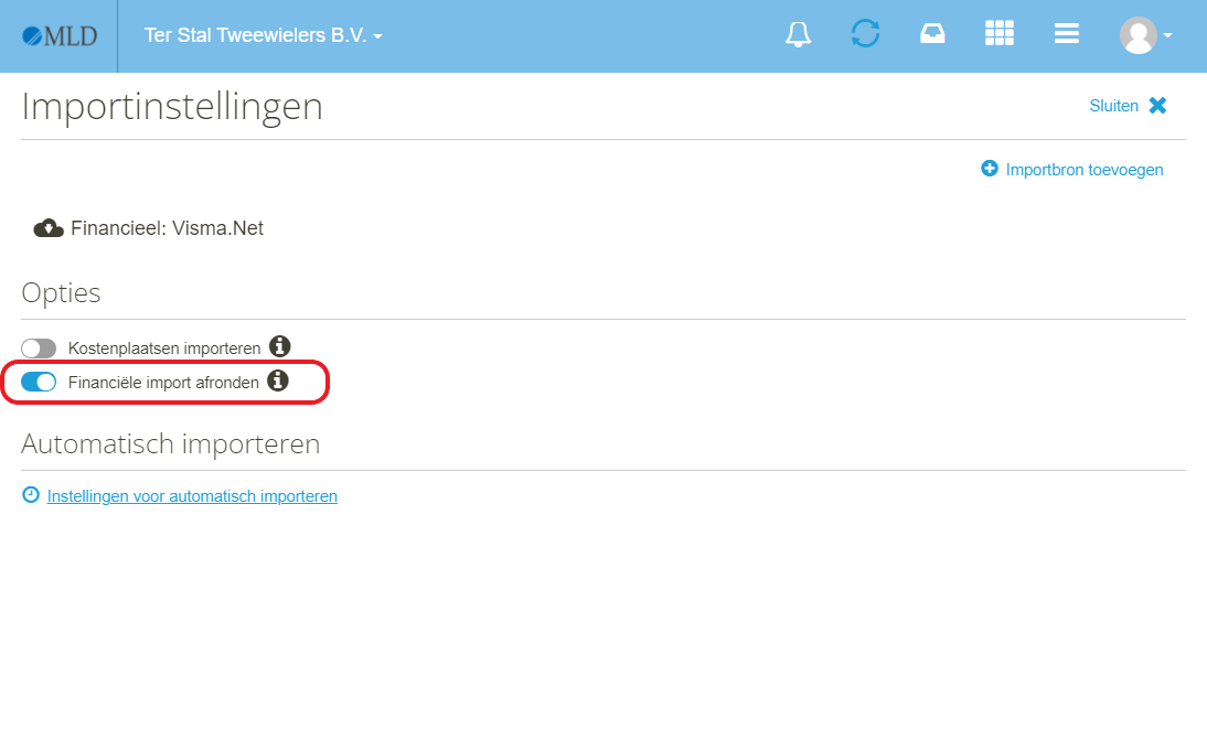 Financiële import afronden