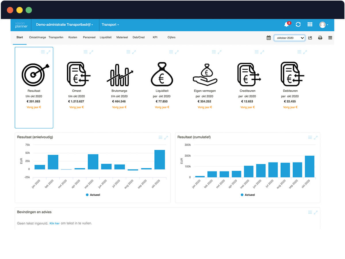 Transport dashboard